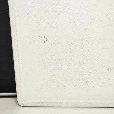 Enamel Tabletop Counter Vintage Rustic White Black Edges Wood Frame 38" As-Is