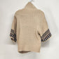 Short Sleeve Cardigan Winter Themed Beige Woman Large XXi Fair Isle Pattern VTG