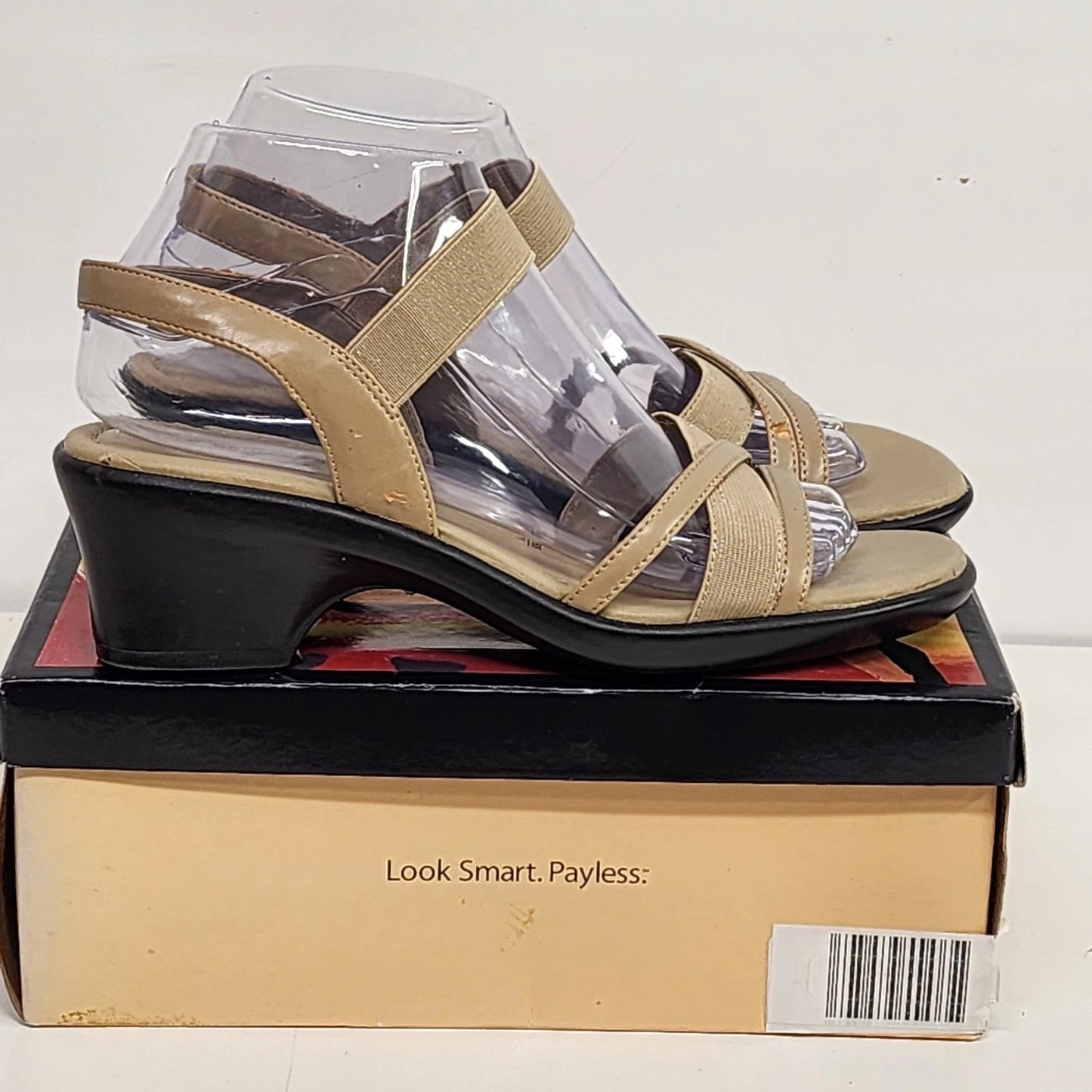 Montego Bay Club Marian Wedge Sandals Womens 7.5 Taupe Slip On