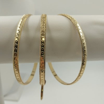 Three Set of Jewelry Bangles Thin Bracelets Gold Tone One with Gold Disc Dangle