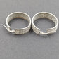 Silver Tone Pave Hoop Earrings Wide Multi Row White Rhinestone Leverback Pair