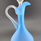 Empoli Decanter Frosted Satin Blue Twisted Clear Pointed Stopper Handle & Base