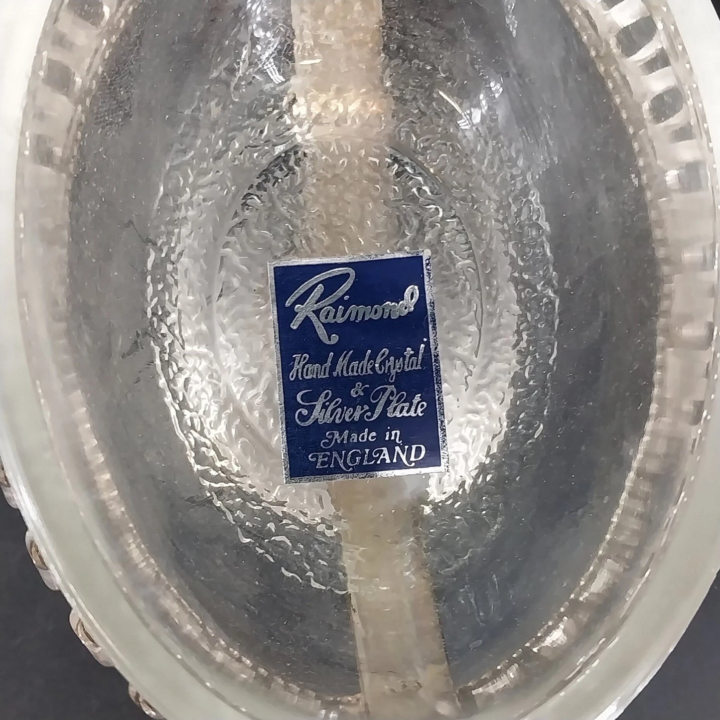 Vintage Raimond Silverplated Crystal Footed Oval Dish Spoon