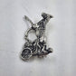 Silver Tone Harness Racing Sulky Jockey Brooch Pin Equestrian Vintage