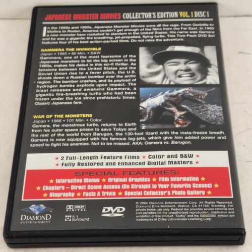 Japanese Monster Movies 2 DVD Set Collector's Edition Vol 1 Has Four Full Movies