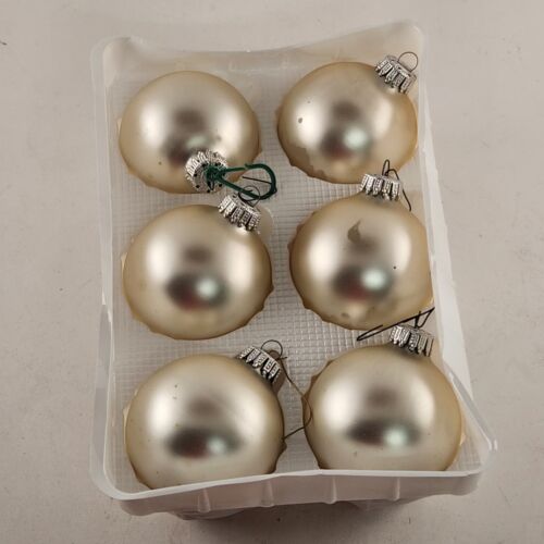 Christmas by Krebs Ornaments in Box Silver White Pearl Satin Crown Top 6 pk 2.5"