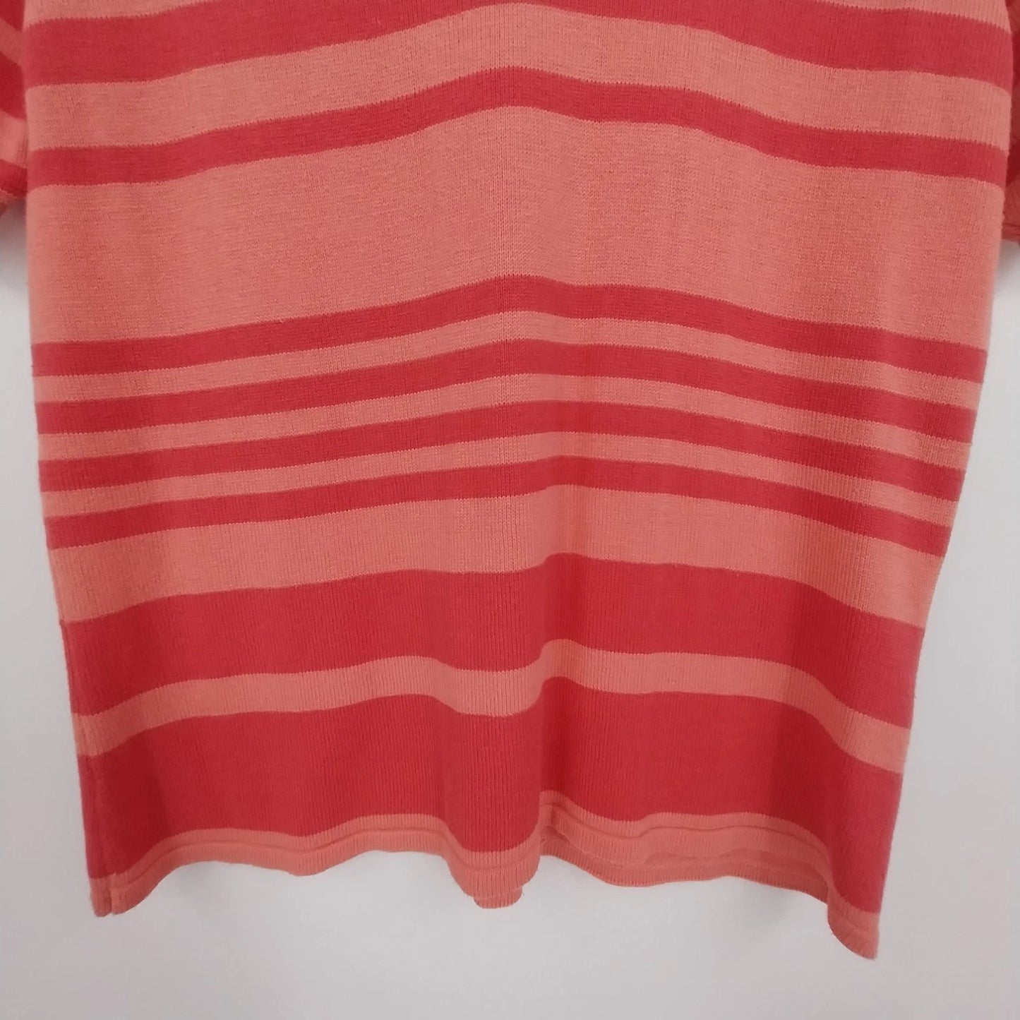 Fundamental Things T-Shirt Coral Pink Striped V Neck Top Women Medium Acrylic