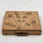 Make-Up Compact Carved Wooden Top Brass Powder Case Mirror Floral 1960's MCM