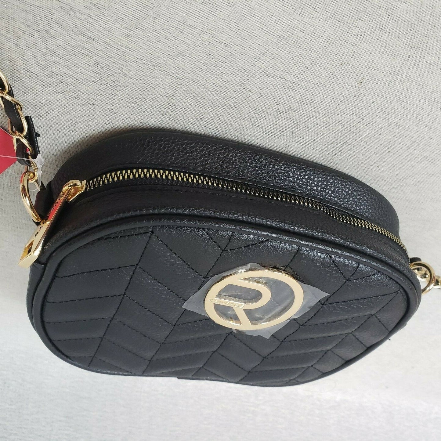 Rampage x-Body Ladies Shoulder Bag Quilted Black & Chain Strap Zipper Closure