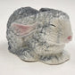 Gray Rabbit Figurine Bone China Bunny White Face Eyes Closed Taiwan 6.5" Long