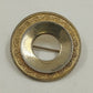 Gold Tone Round Plain & Engraved Scroll Pattern Circular Brooch Pin 1.5" Vintage