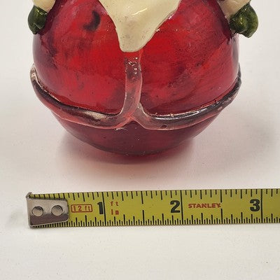 Red Blown Glass Round Santa Claus Hanging Ornament Christmas Holiday Motif 5"x3"