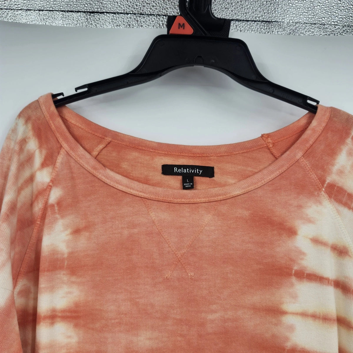 Relativity Women's Large Orange Cream Tie Dye Sweatshirt Tunic Long Sleeve India