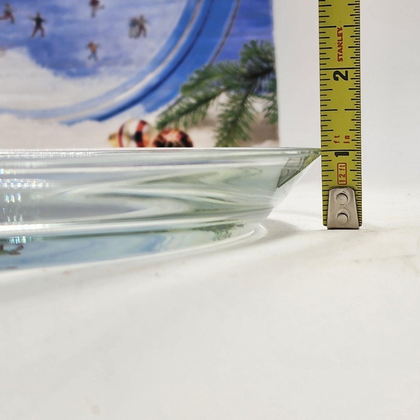 Clear Winter Platter Indiana Glass Lancaster 13"x1'' Christmas Skating Scene