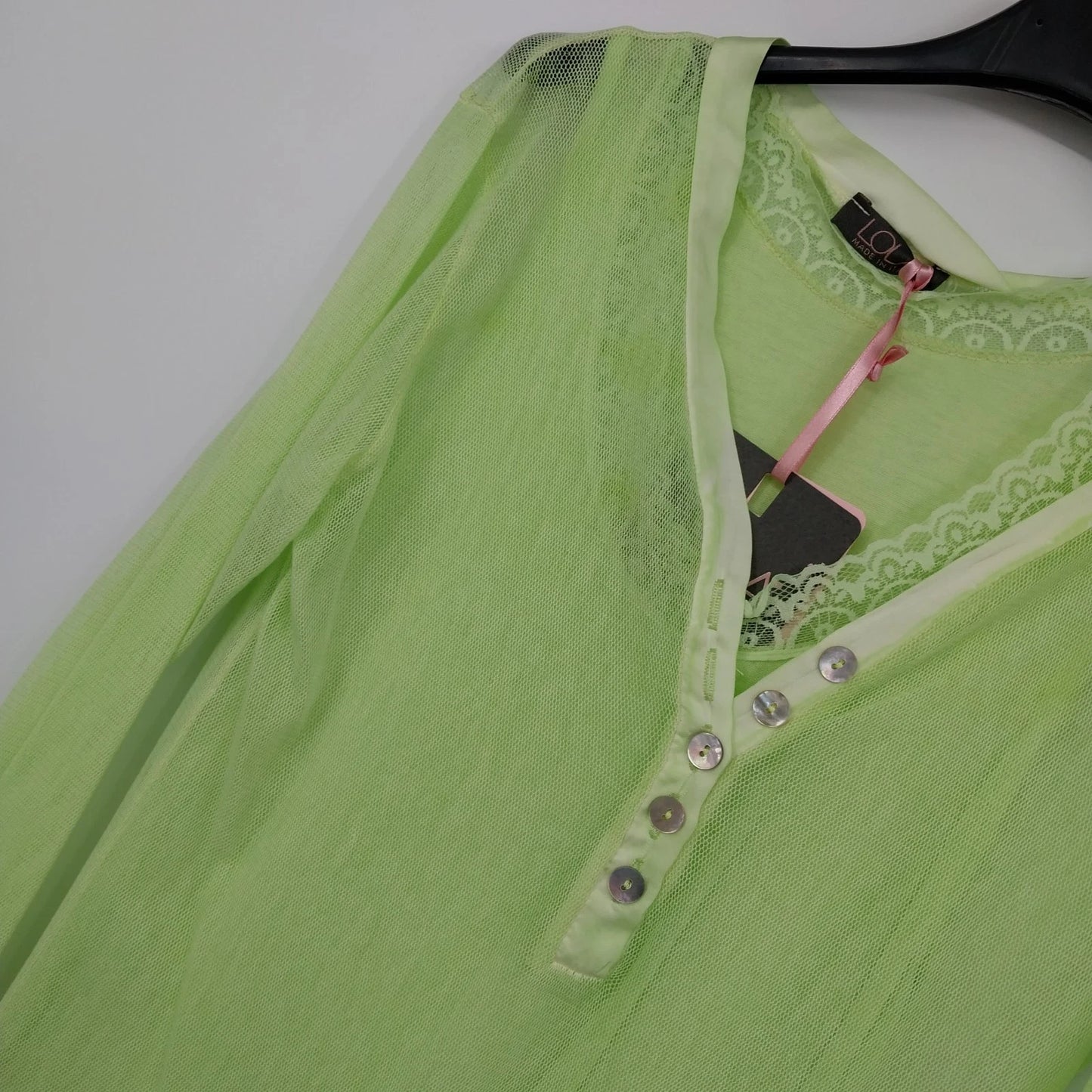 LOLA Italia Green Mesh Dress Sheer Top Womens Boho Outfit Set