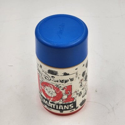 101 Dalmatians Disney Plastic Lunch Thermos by Aladdin Blue Lid Cup Collectible
