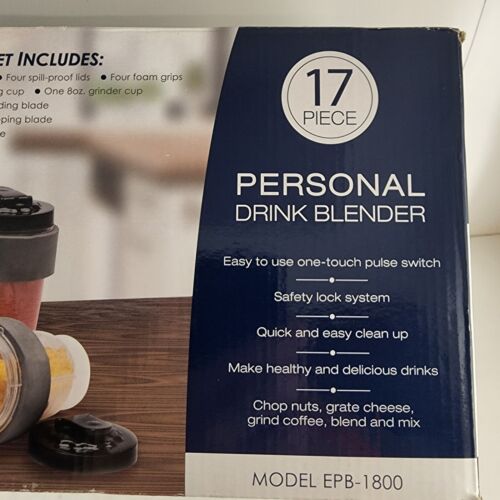 Elite Cuisine EPB-1800 Personal Blender 17 Piece Set New Sealed