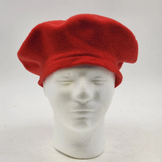 Lord & Taylor Red Wool Basque Beret Satin Lined French Style Hat Cap 11" Vintage