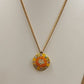 Murano Millefiori Glass Pendant Necklace Gold Tone Chain 22" Vtg Lobster Claw