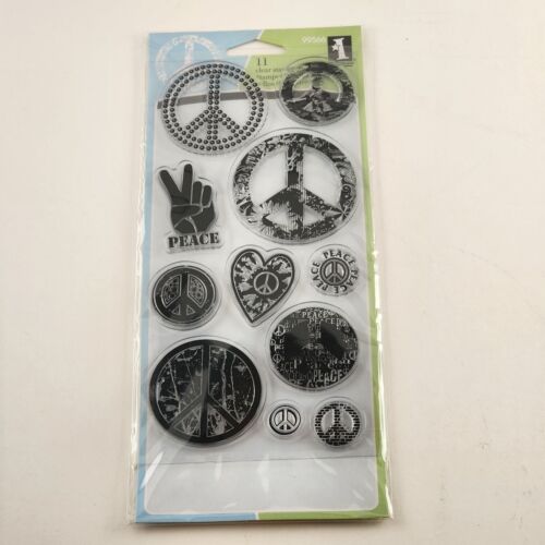 3 pks Clear Unmounted Stamps Peace Signs Cool Dude & Cute Vintage NOS Unopened