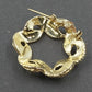 Gold Tone Feather Wreath Brooch Textured Openwork Circle Pin Vintage