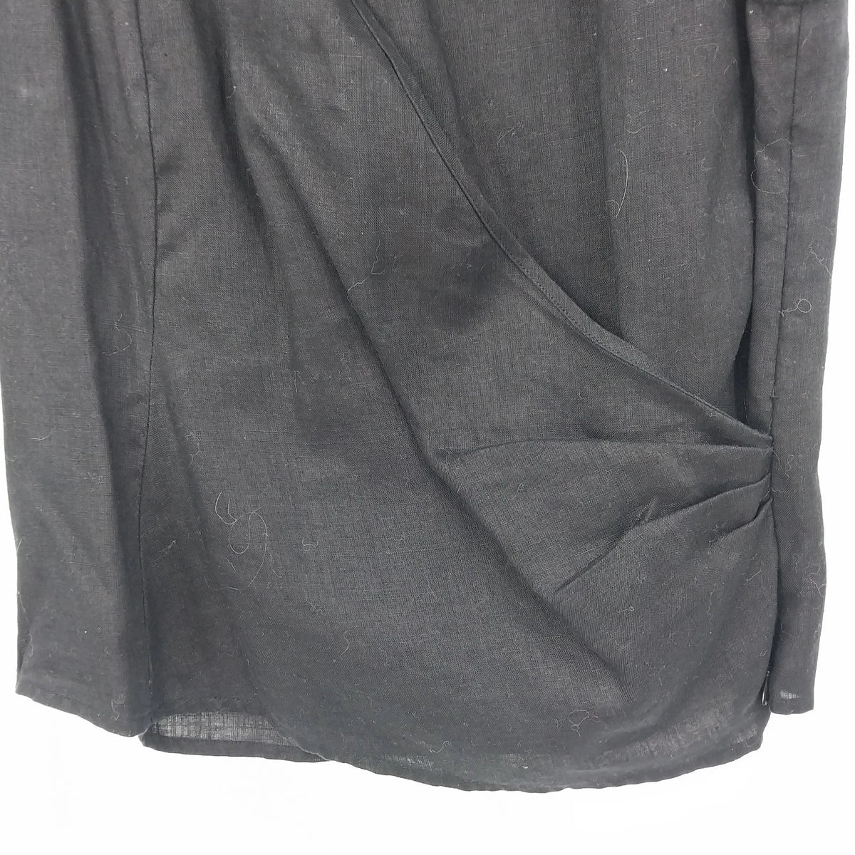 David N Women's Black 100% Linen Sleeveless Wrap Blouse Collared V-Neck Top M