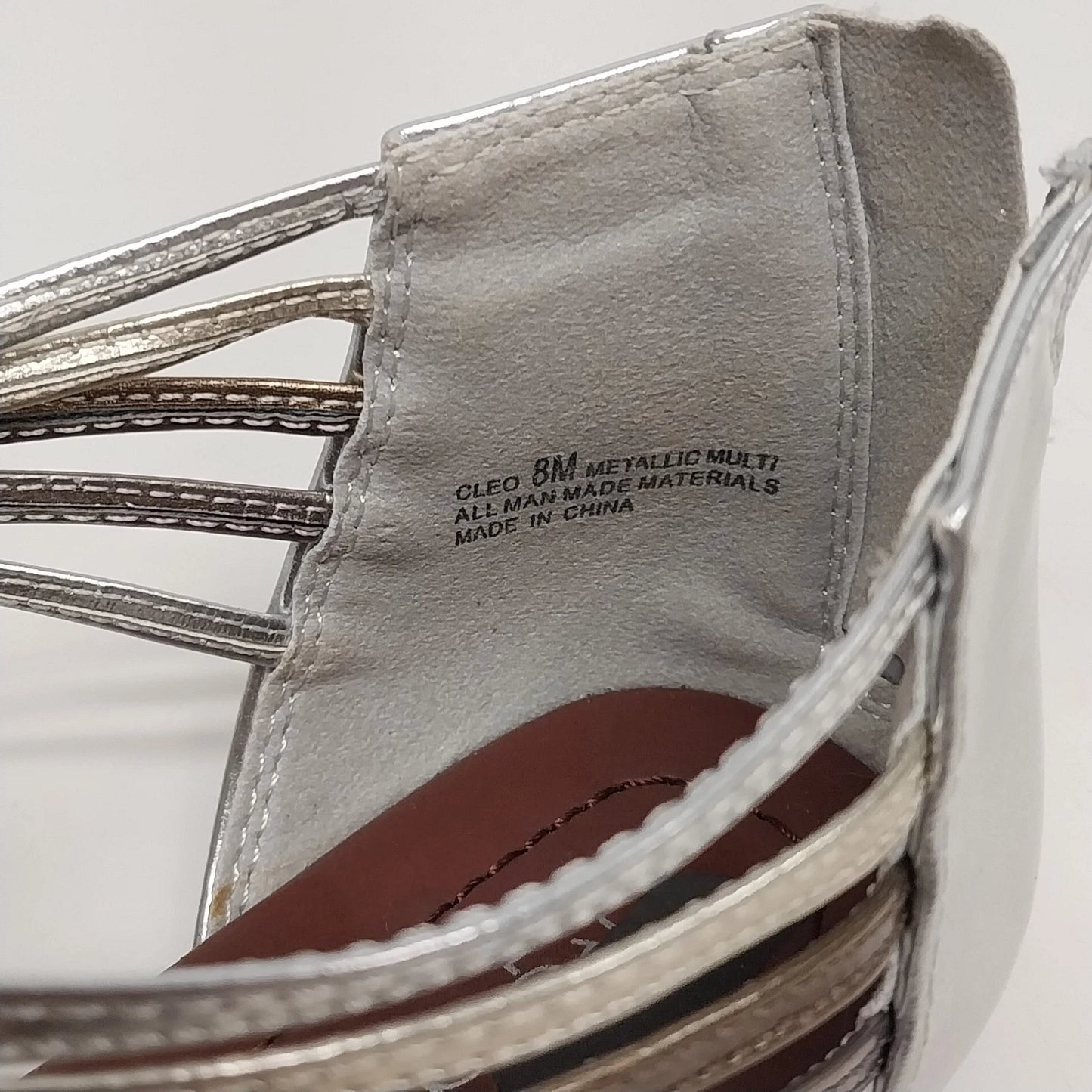 Relativity Cleo Metallic Silver Strappy Sandals Womens 8M