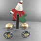 Metal Santa Bell Ringer Wagon Hand Made Folk Art Rolling Cart Rings Bell Vintage