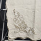 Linen Tablecloth Ecru with Tan and Beige Cross Stitch Floral Pattern 65" x 50"