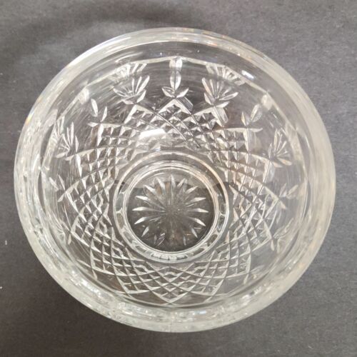 Waterford Crystal Killarney 6" Clear Footed Bowl Crosshatch Fan Pattern EUC