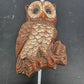 Owl Wall Plaque Decor Brown Cream Faux Wood Textured Foam Resin 7.5" 1970 Nature