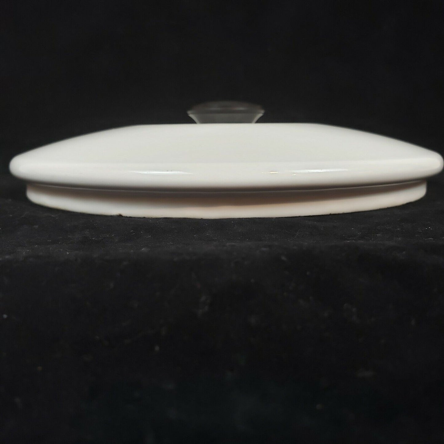 Enamel Ware Pot Lid ONLY White Black Metal Knob Vintage Cover Round 8-5/8" OD