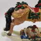 Christmas Holiday Decoration Musical Rocking Horse Basket of Toys Polyresin 12"