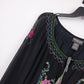 Notations Women's Embroidered Floral Peasant Blouse Tassel Long Sleeve Large