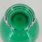 Crate & Barrel Emerald Green Art Glass Bowl Clear Base MCM Centerpiece Poland