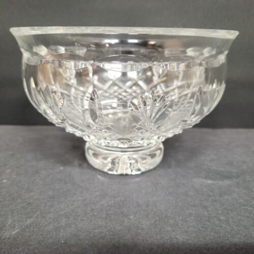 Waterford Crystal Killarney 6" Clear Footed Bowl Crosshatch Fan Pattern EUC