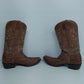Israel Brown Leather Cowboy Boots Embroidered Western Men's Size 8.5 Made Mexico