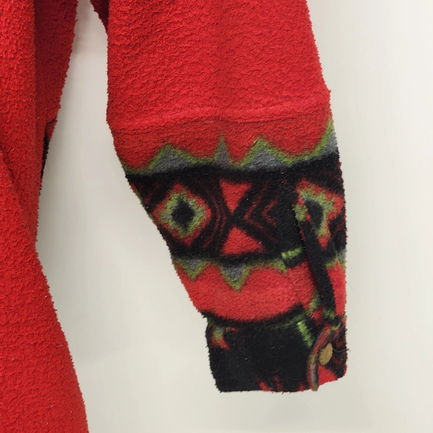 Bugle Boy Southwestern Fleece Shirt Jacket Mens Large Navajo Print Polyester 90s
