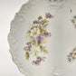 White Porcelain Platter Purple Floral Scalloped Edge Handles 9.5"