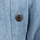 New Look Denim Shirt L Floral Embroidered Velvet Collar Long Sleeve Turkey Vtg