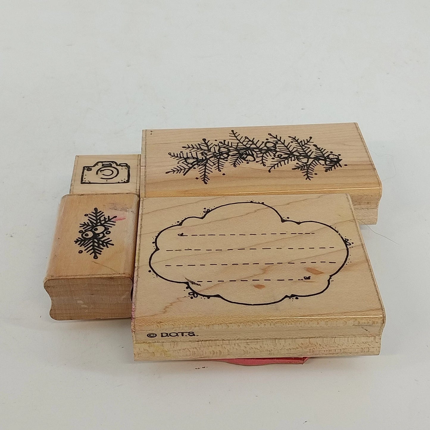 DOTS Wooden Rubber Stamp Set Camera Holiday Craft Stamps