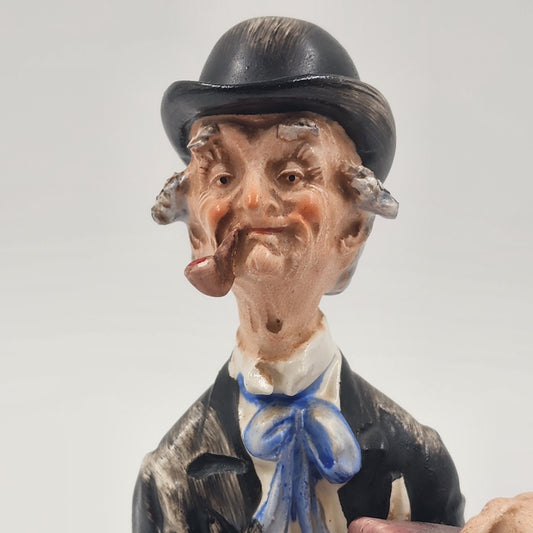 Vintage Giuseppe Cappe Capodimonte Porcelain Figurine – Organ Grinder with Dachshund – Hand-Painted & Signed 1951