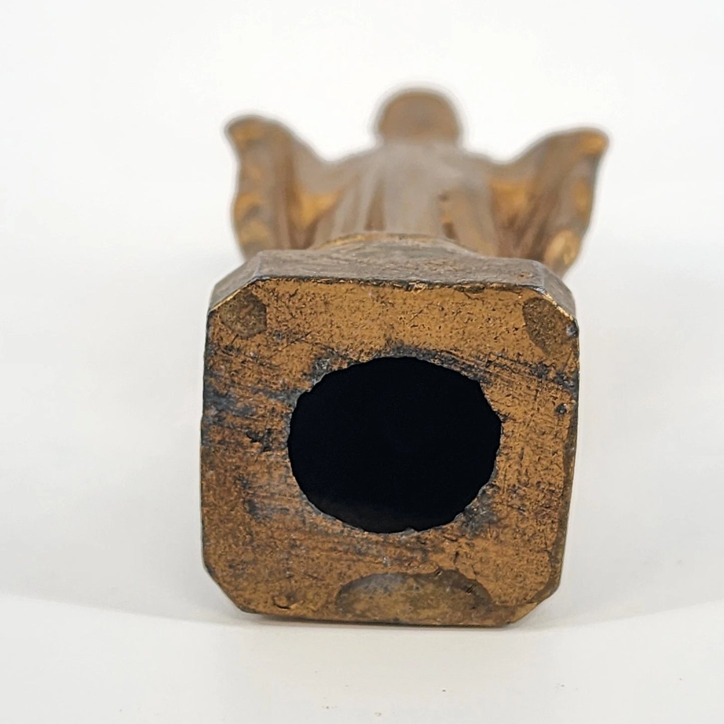 Gold Tone Metal Virgin Mary Statue 4.25" Catholic Religious Figurine Vintage