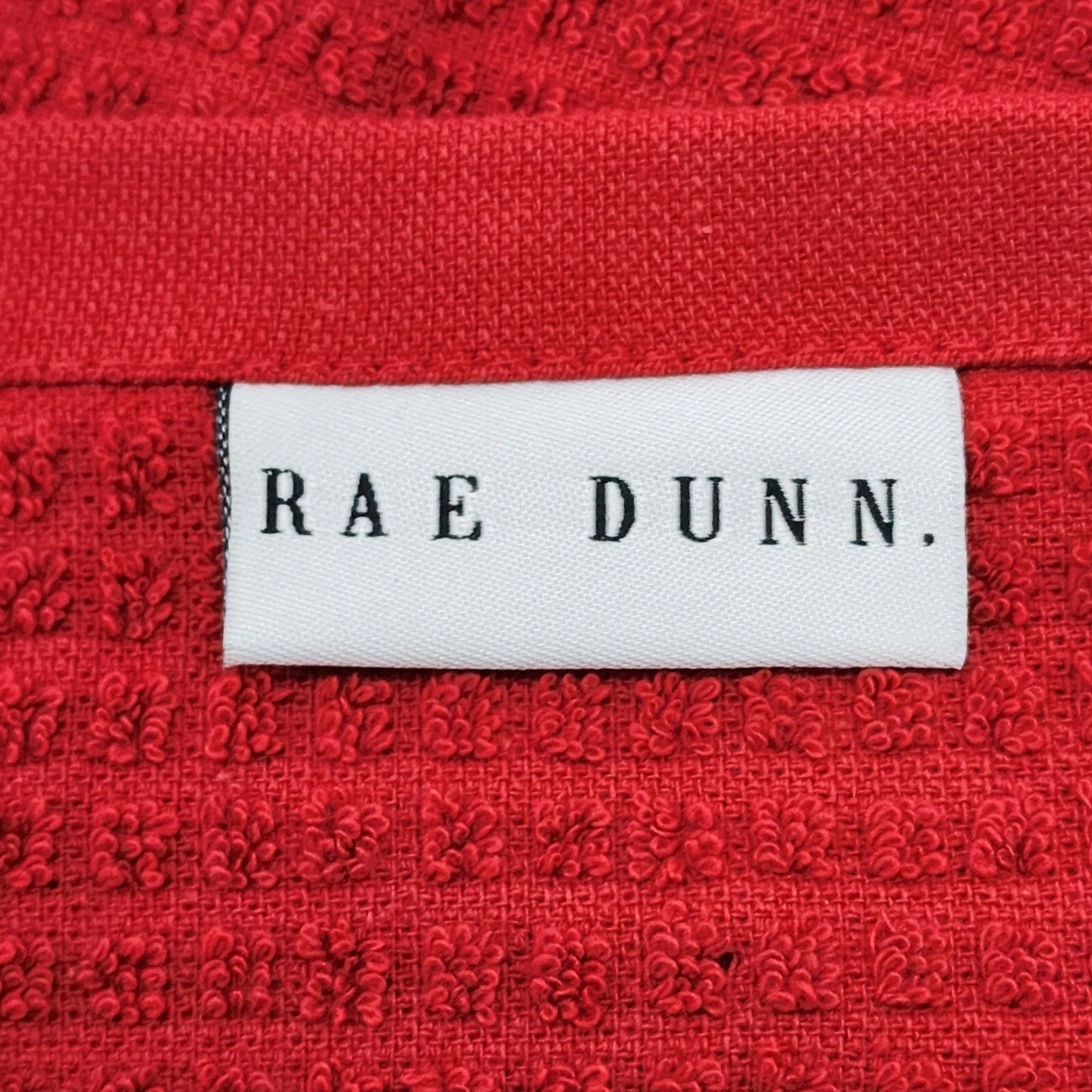 3 Rae Dunn Christmas Red Kitchen Towel Embroidered Peace Joy Believe 100% Cotton