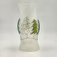 Glass Hurricane Candle Chimney 13"x6" Frosted w Hand Painted Christmas Pine Tree
