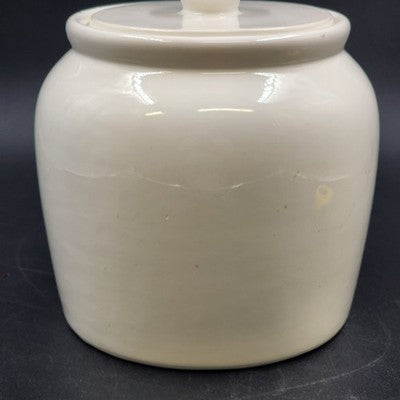 Treasure Craft All White Cookie Jar Ginger Jar Shaped 8.25" x 8.5" w Lid Mexico