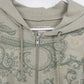 Massini Women's Zip Up Hoodie Size XL Floral Paisley Army Green Cotton Blend Y2K