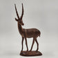 Wooden Hand Carved Antelope Figurine Gazelle Natural Smooth Finish on Base 8.5"