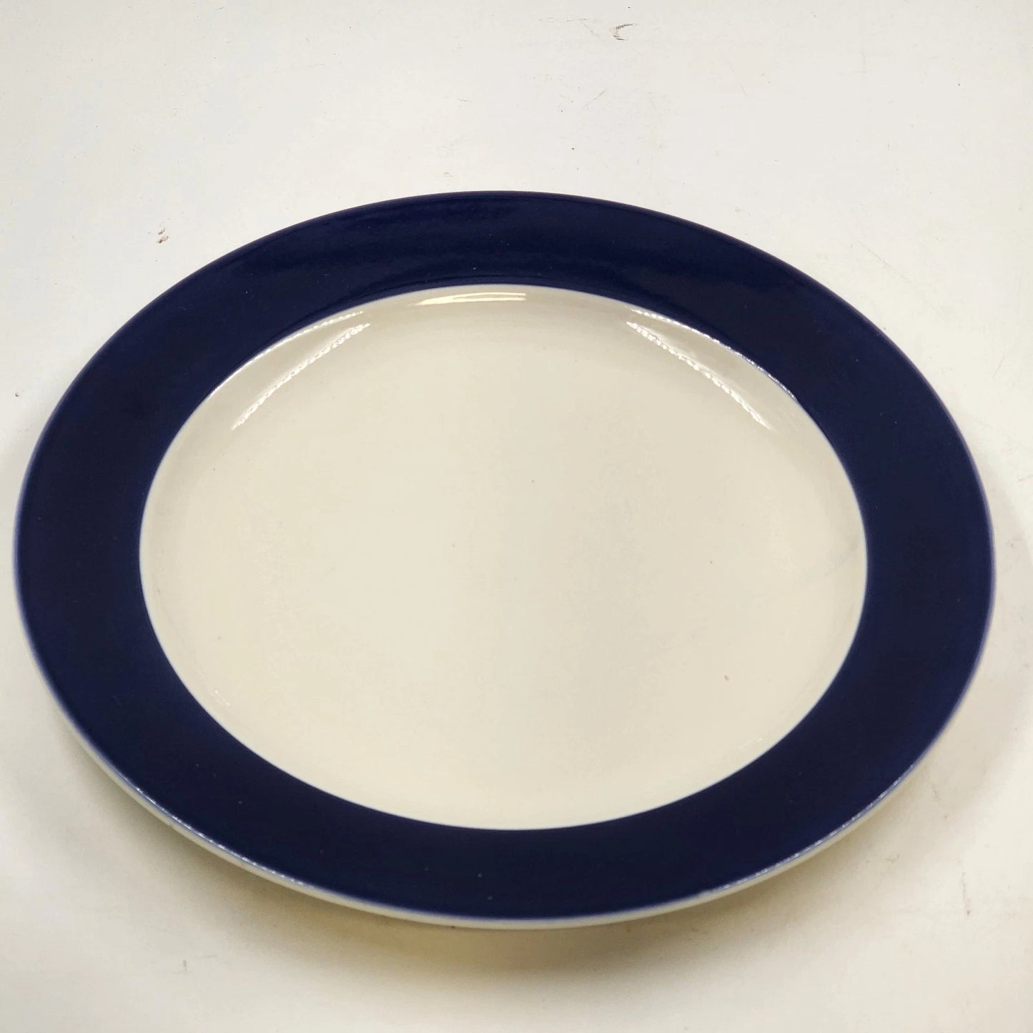 Homer Laughlin Best Charger Plate 12" White Cobalt Blue Edge Ritz Carlton Hotel