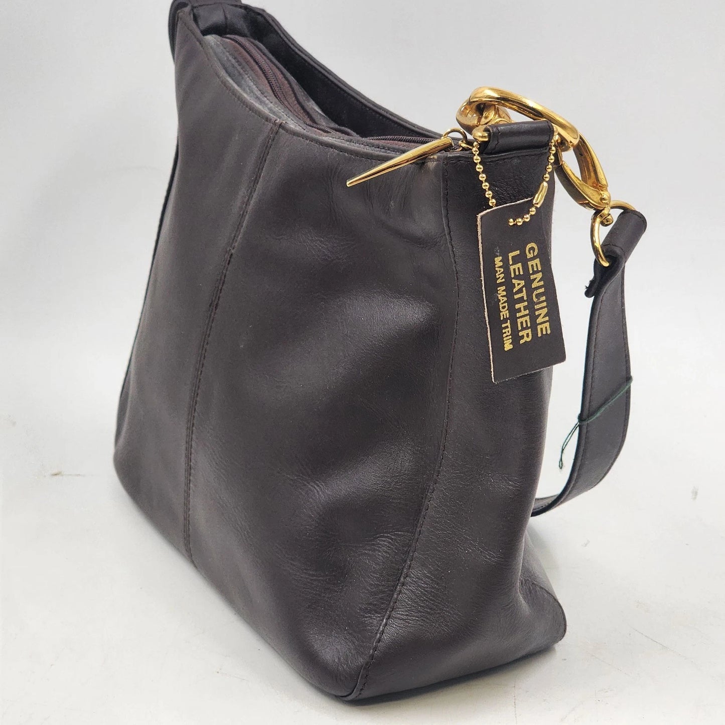 Signature Studio Leather Shoulder Bag Brown Classic Purse Manmade Trim New Vtg